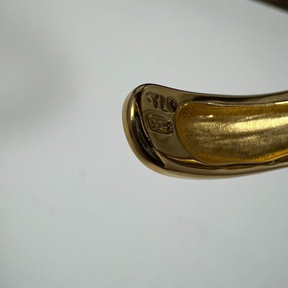 KY LO 925 Sterling Silver Gold-Tone Cuff Bracelet With Blue Black & White Gemsto - Picture 4 of 4